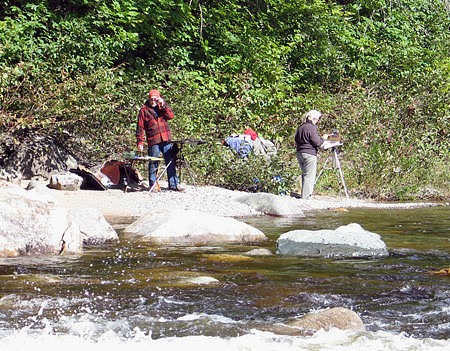 Artists Milton and Sandy Painting