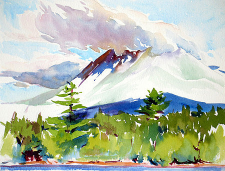 Katahdin from the Island, Katahdin Lake by Marsha Donahue